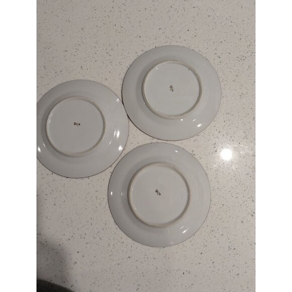 Set Of 3 Kutani Eggshell China bread dessert Plates Bamboo Design Geometric Bord - Picture 7 of 11